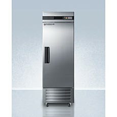 upright refrigerator with closed door