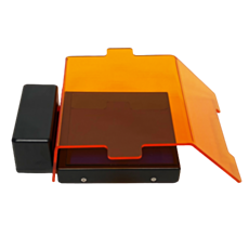 SmartBlue™ Mini Transilluminator with amber cover in horizontal viewing position