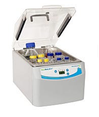 10L Bead and water bath with hinged lid and test bottles submerged in thermal beads