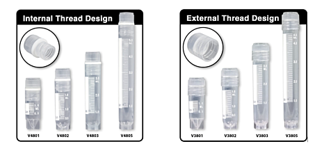 Internally and Externally Threaded Cryogenic Vials by MTC Bio