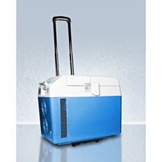 Portable single solid vaccine freezer with collapsible trolley, Accucold