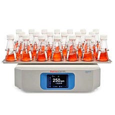 Solaris 4000 Open-Air Orbital Shaker by Thermo Fisher Scientific shown with clamps and beakers on included platform