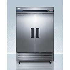 upright freezer with closed doors