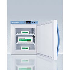 open compact freezer with boxes inside