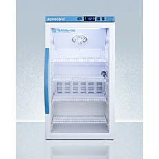 counter height refrigerator with closed glass panel door