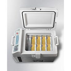 view of open lid portable refrigerator/freezer