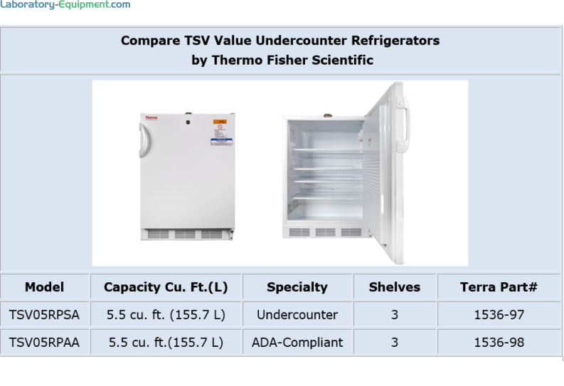TSV Value Undercounter Refrigerators, Thermo Fisher Scientific