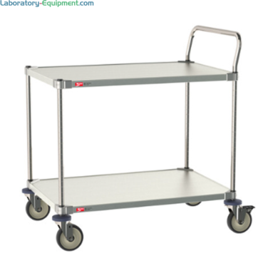 Pharma Grade A 316 All Stainless-Steel Lab and Cleanroom Cart with 2 Shelves and casters, 24
