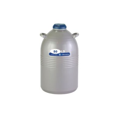 TW 50LDB Dewar by IC Biomedical with 50-liter LN2 capacity and a snap-on cap closure for secure sample storage and dispensing; optional Liquid Withdrawal Device | 6901-06 displayed