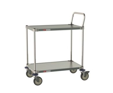 CRLS222NFS Metro 304 Stainless Steel Grade A Pharma 2-Shelf Cart for use in labs and cleanrooms withstands repeated cleaning and sterilization;18