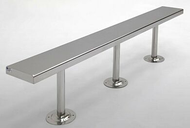Stainless steel solid-top gowning bench with posts for floor mounting | 1530-18-2 displayed
