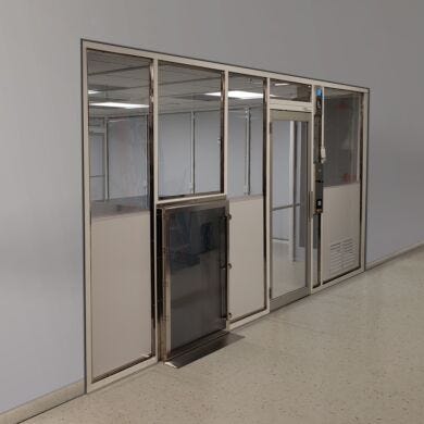 Custom cleanroom wall partition with 2
