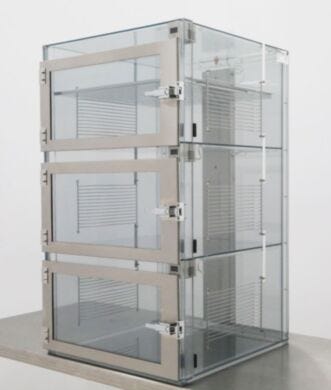 Three-chamber Adjust-a-Shelf static-dissipative PVC desiccator cabinet with NitroPlex control system | 3950-12DNP displayed