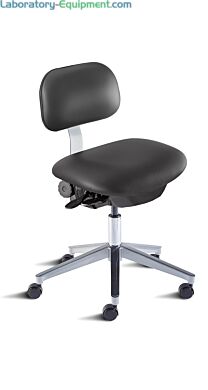 Biofit ISO4 black desk chair includes high profile cast aluminum base, dual-wheel casters and concave seat with internal seat board bumperguard