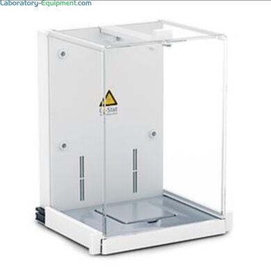 Motorized draft shield I with an integrated ionizer prevents electrostatic charges; included with select Cubis II Semi-Micro and Analytical Balances
