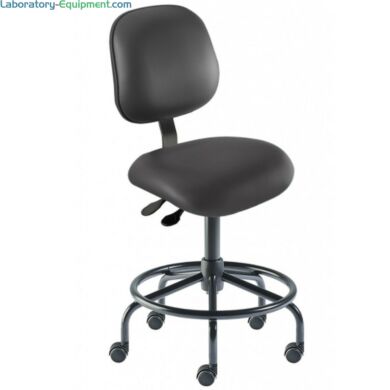 Black Elite EES-M-RC ISO 8 Cleanroom Chair by Biofit with footring, steel base and powdercoat finish; bench height #EES-M-RC-T-XF-XA-ISO8-P28540  |  2809-18 displayed