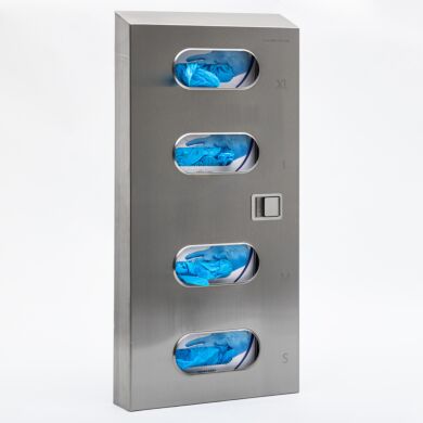 Four Compartment Hinged Front Cover Stainless Steel Glovebox  |  4953-95 displayed