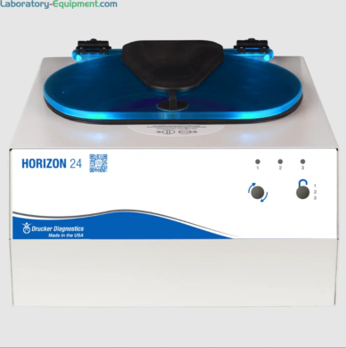 HORIZON 24 High-Capacity Routine Centrifuge by Drucker Diagnostics with rotor, tube holders, a 24 x 75-100 mm capacity, and set and lock controls; 00-284-009-00  |  6708-58 displayed