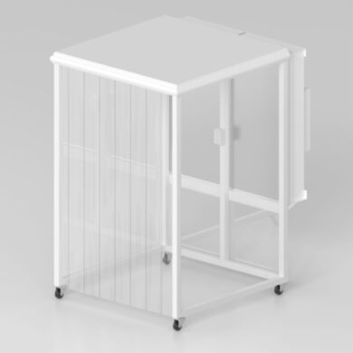 Continuous PVC curtain panel dissipates static charges and encloses work zone from ambient environment | 1870-27 displayed