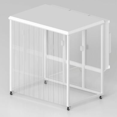 Continuous PVC curtain panel dissipates static charges and encloses work zone from ambient environment  |  1870-27 displayed