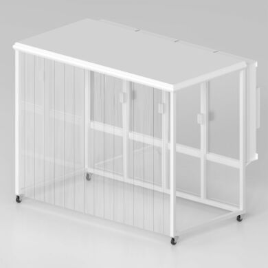 Continuous PVC curtain panel dissipates static charges and encloses work zone from ambient environment  |  1870-26 displayed