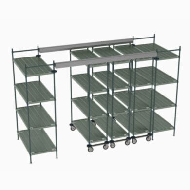 Make the most of every inch in your space with Metro's Top-Track™ overhead track shelving, purpose-built for maximum storage utilization | 1542-25 displayed