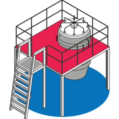 90° Stainless Steel Access Ladder for Process Equipment and Storage Vessels