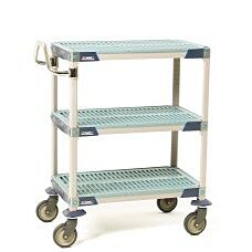 High-capacity three-shelf polymer cart combining large shelf area with vertical storage efficiency  |  1403-06 displayed