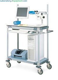 Mobile computer workstation with keyboard tray and equipment storage for point-of-use data entry | 1403-22 displayed