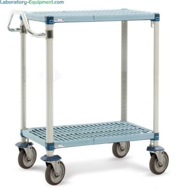 Large two-shelf quick-adjust cart with antimicrobial polymer shelves for versatile material transport | 1403-09 displayed
