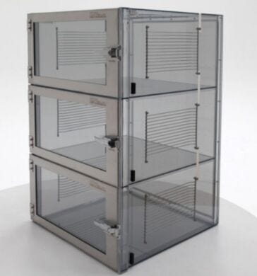 Adjust-A-Shelf nitrogen storage cabinet, static-dissipative PVC, 3 chambers with adjustable shelving | 3950-12D displayed