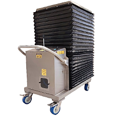 Stainless Steel Portable Lift Cart's portable cart design and cleanroom-appropriate wheels allows operators to naviagate  |  1735-16 displayed