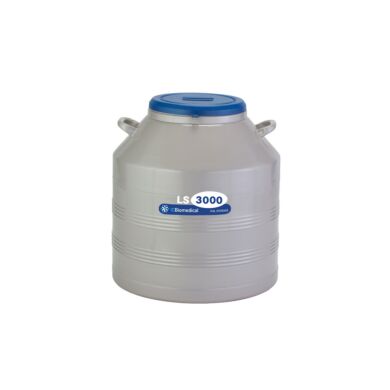 TW LS3000 Cryogenic Refrigerator has an 81L liquid or vapor LN2 capacity and an aluminum body with magniformed necktube; stores 3000 2ml vials  |  6900-10 displayed