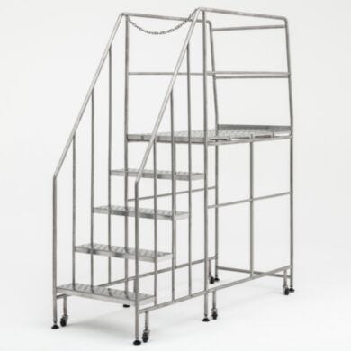 Terra’s BioSafe® 5 step ladder includes an extra-wide top step to provide ample space for safe and comfortable movement  |  2805-88B displayed