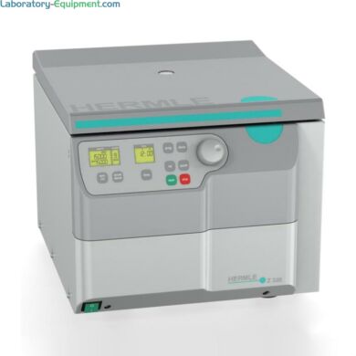 Compact lab centrifuge has 18 rotor options (order separately) and built-in safety features. Hermle’s Z326 is air-cooled, stores up to 99 programs  |  2823-61 displayed