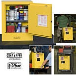 Justrite 890200 Sure-Grip Ex Mini Flammable Safety Cabinet; Manual Single Door, Double-Walled Steel, 17