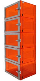 Desiccator; Adjust-A-Shelf™, NitroPlex™, Amber Acrylic, 5 Chambers, 24