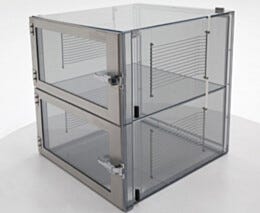 Desiccator; Adjust-A-Shelf™, NitroPlex™, Static Dissipative PVC, 2 Chambers, 18