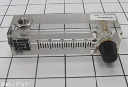Flowmeter; Dry Gas, 0.6-5 SCFH, 2'' Scale, Brass Valve, w/TUI logo, for 1-Chamber Desiccators