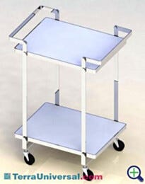 Cart; Cleanroom, Service, Stainless Steel, 36.5