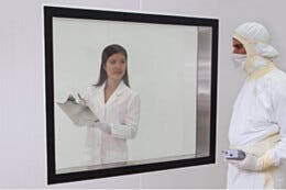 Window; Double-Pane, Frameless, Tempered Glass, 47''W x 36''H, Flush-Mount, for BioSafe® FRP/CPVC Cleanroom