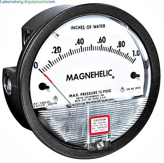 Measure and control both positive and negative low air or gas pressures | 2625-09 displayed