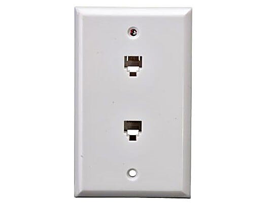 Flat phone jack wall plate enables 2 phones to be plugged in | 6703-93 displayed