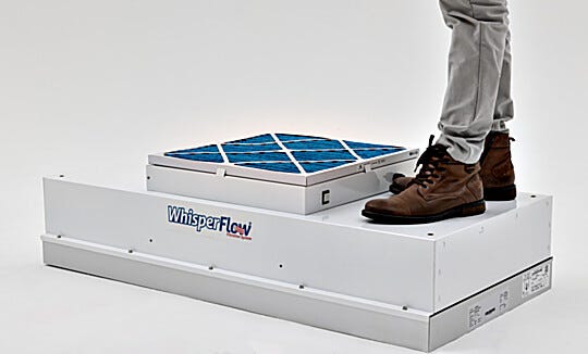 500 lbs capacity on each side of fan filter unit