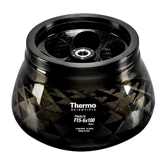Hereaus Fiberlite F15-6 x 100y fixed 25° angle centrifuge rotor accommodates six 85 ml Nalgene tubes  |  1537-86 displayed