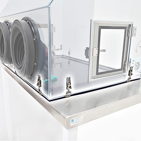 Detachable base for plastic series 100 glovebox includes latches dual gasket sealed perimeter | 1681-55 displayed