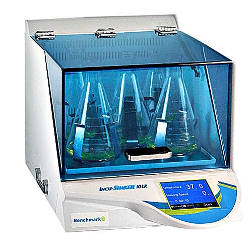 Incu-Shaker 10LR Refrigerated Shaking Incubators by Benchmark Scientific includes a non-slip rubber mat platform and holds temperatures 