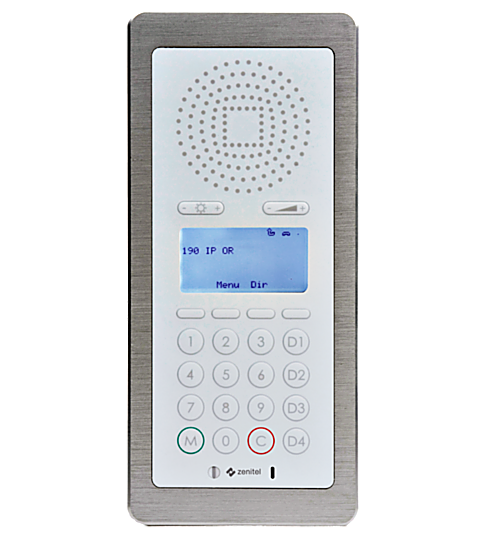 Flush-mount Intercom system with large backlit display features totally flat, waterproof faceplate, with no holes to minimize bacteria accumulation. | 6711-11 displayed