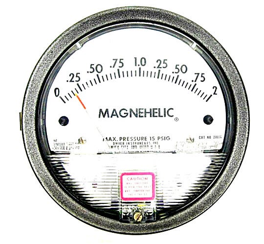 Magnehelic differential pressure gauge, 0" - 2" WC | 2625-10 displayed