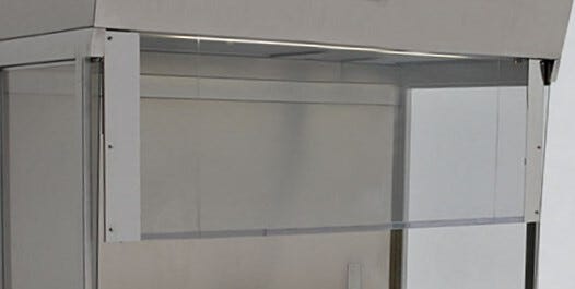 Motorized sash shields user from direct exposure to exhaust air | 9207-04 displayed